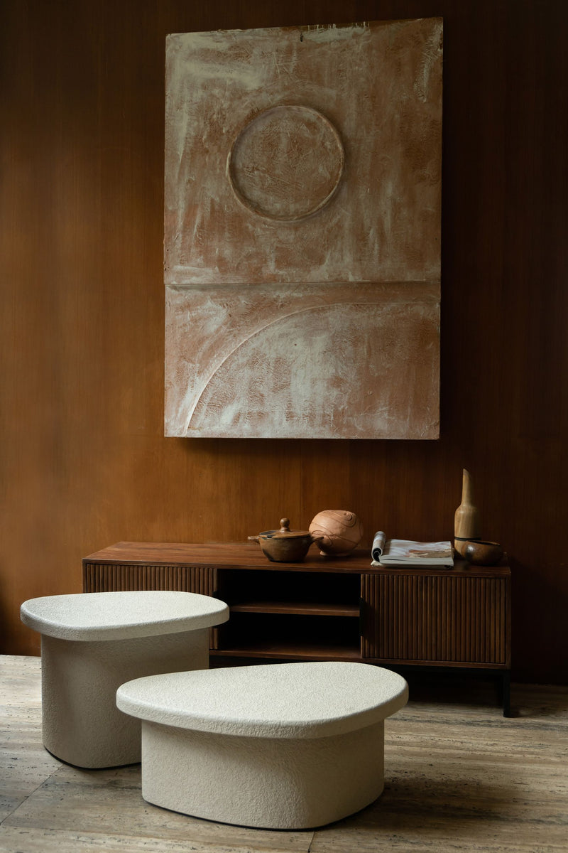 Beistelltisch Veda High aus recyceltem Marmor im Boho-Chic-Design