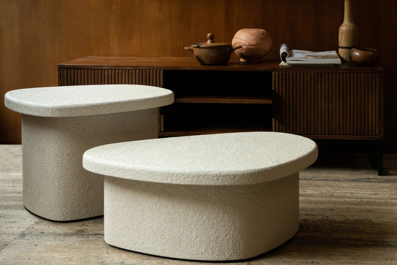 Couchtisch Veda aus recyceltem Marmor, organisch, Beige – Dutchbone