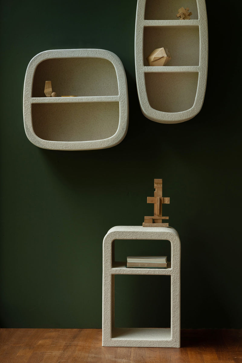 Beistelltisch Veda von Dutchbone aus recyceltem Marmor in Beige