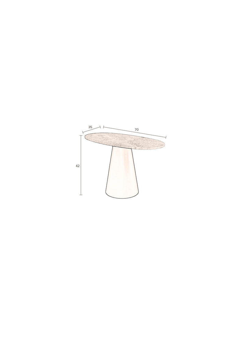 Couchtisch Jared mit Marmor-Platte und schwarzem Metallgestell, oval