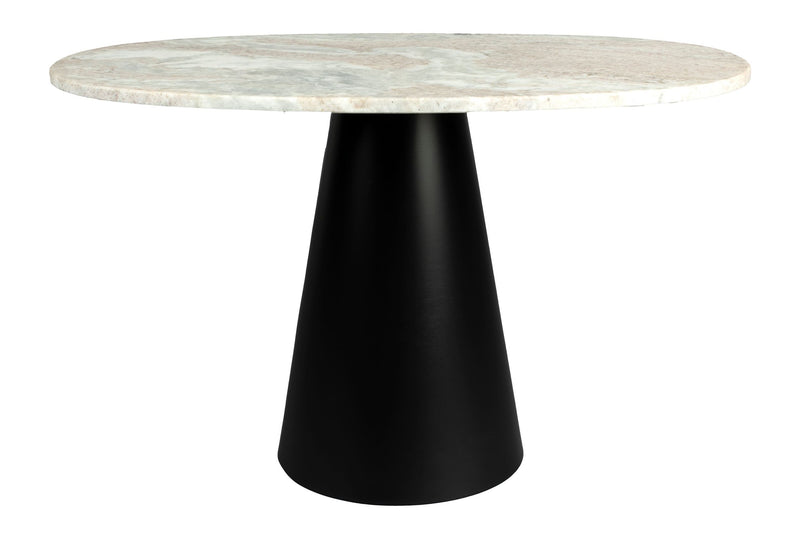 Couchtisch Jared mit Marmor-Platte und schwarzem Metallgestell, oval