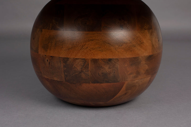 Couchtisch Oblivian rund aus Mangoholz mit walnussbrauner Oberfläche