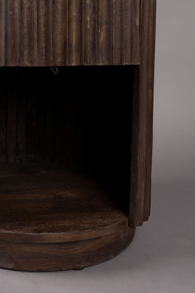 Beistelltisch Marlow mit Schublade, Travertin & Mangoholz im Boho-Stil