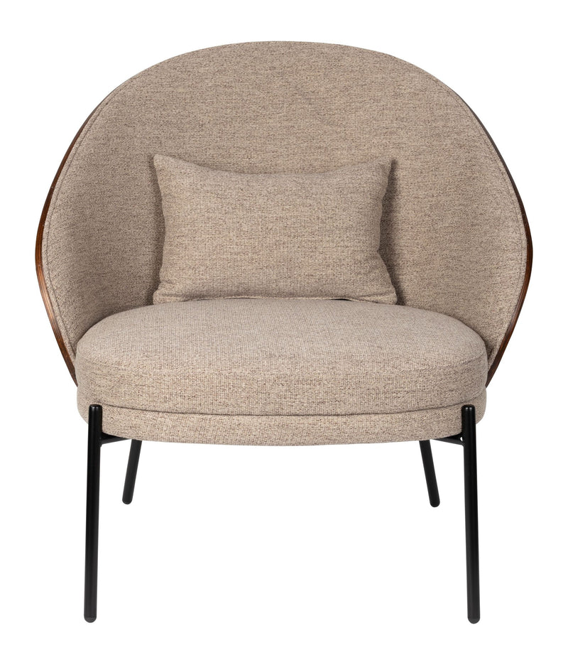 Loungesessel Rodin Beige mit Eschenholz-Gestell im Retro-Design