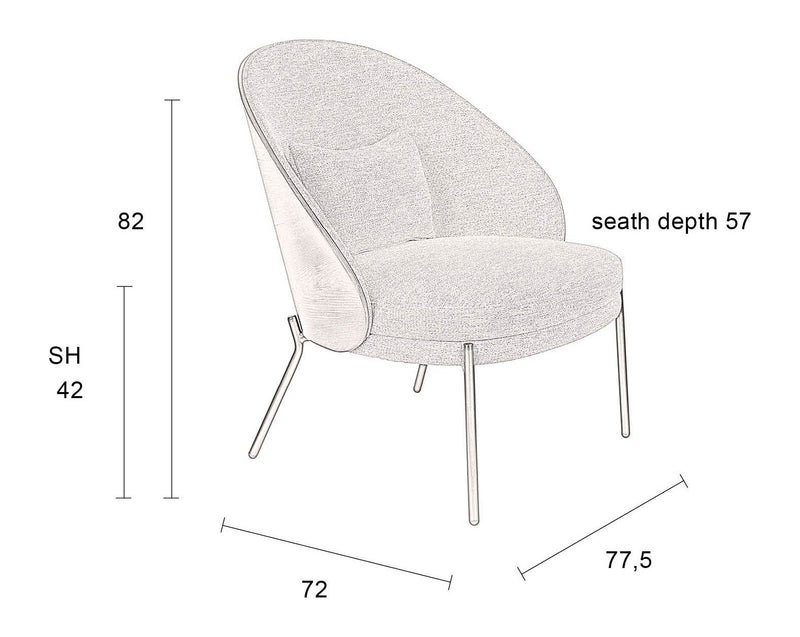 Loungesessel Rodin Beige mit Eschenholz-Gestell im Retro-Design