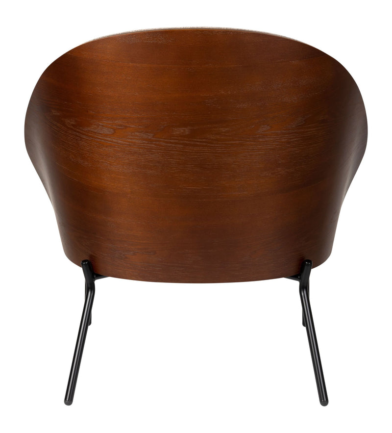 Loungesessel Rodin Beige mit Eschenholz-Gestell im Retro-Design