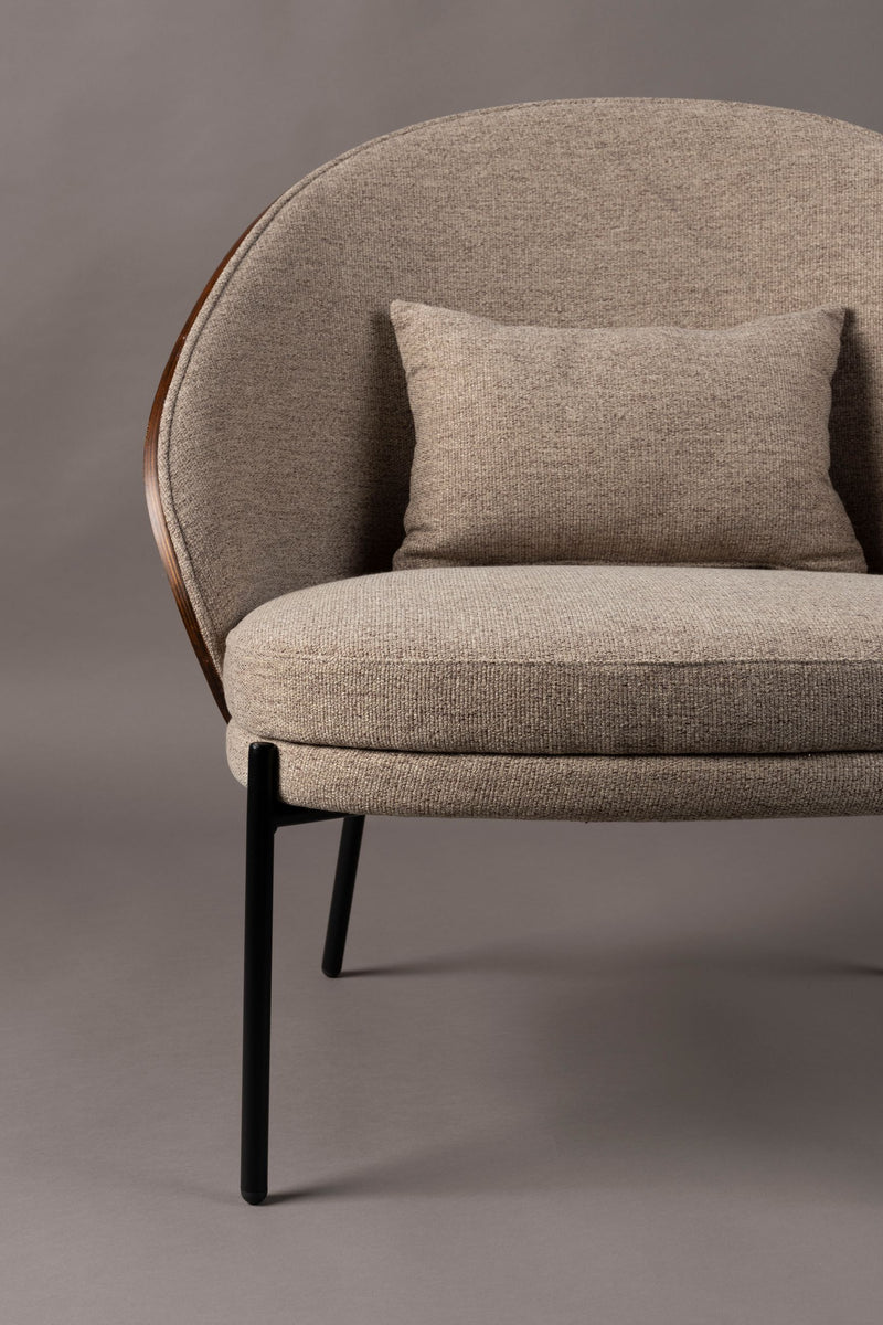 Loungesessel Rodin Beige mit Eschenholz-Gestell im Retro-Design