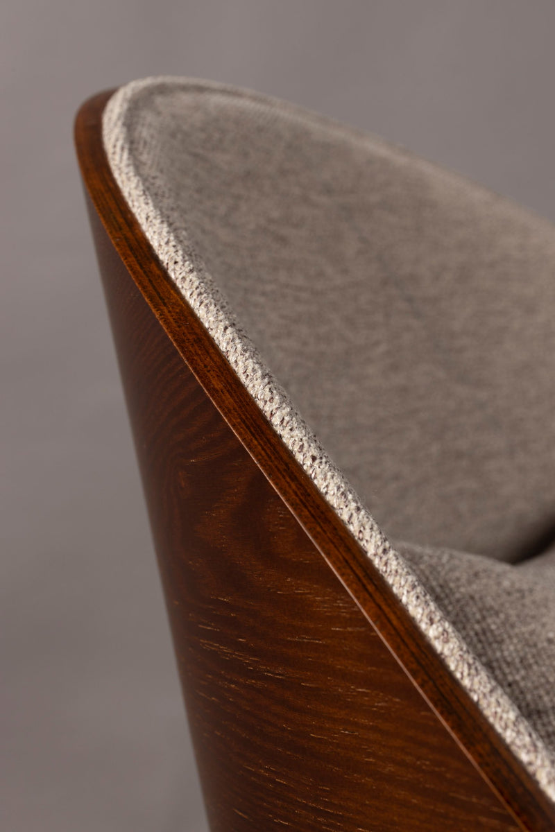 Loungesessel Rodin Beige mit Eschenholz-Gestell im Retro-Design