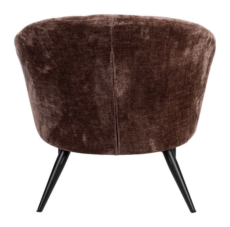 Loungesessel Georgia Dutchbone Lila mit Samtbezug und Metallbeinen