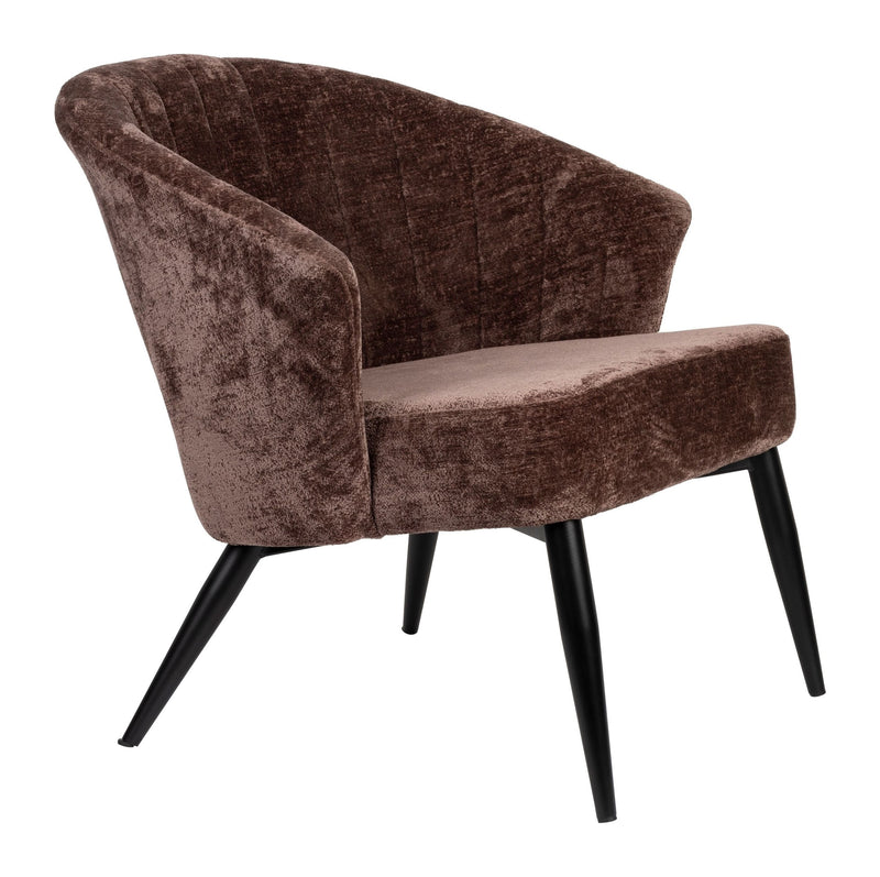 Loungesessel Georgia Dutchbone Lila mit Samtbezug und Metallbeinen