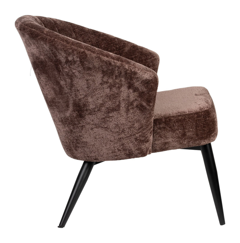 Loungesessel Georgia Dutchbone Lila mit Samtbezug und Metallbeinen