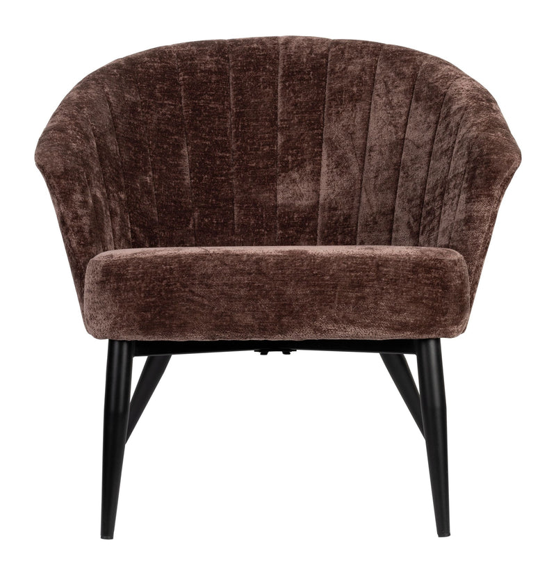 Loungesessel Georgia Dutchbone Lila mit Samtbezug und Metallbeinen