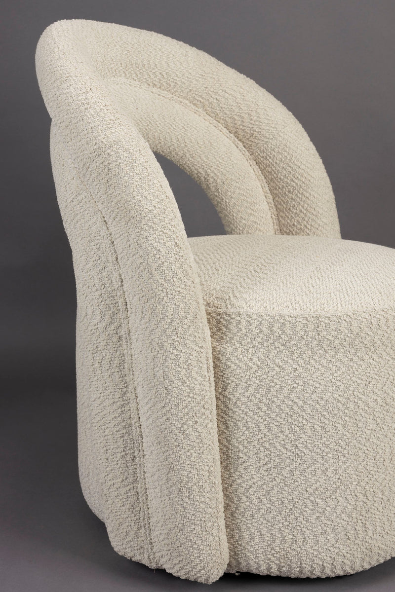 Loungesessel Seina von Dutchbone mit drehbarem Sitz, Beige aus Bouclé