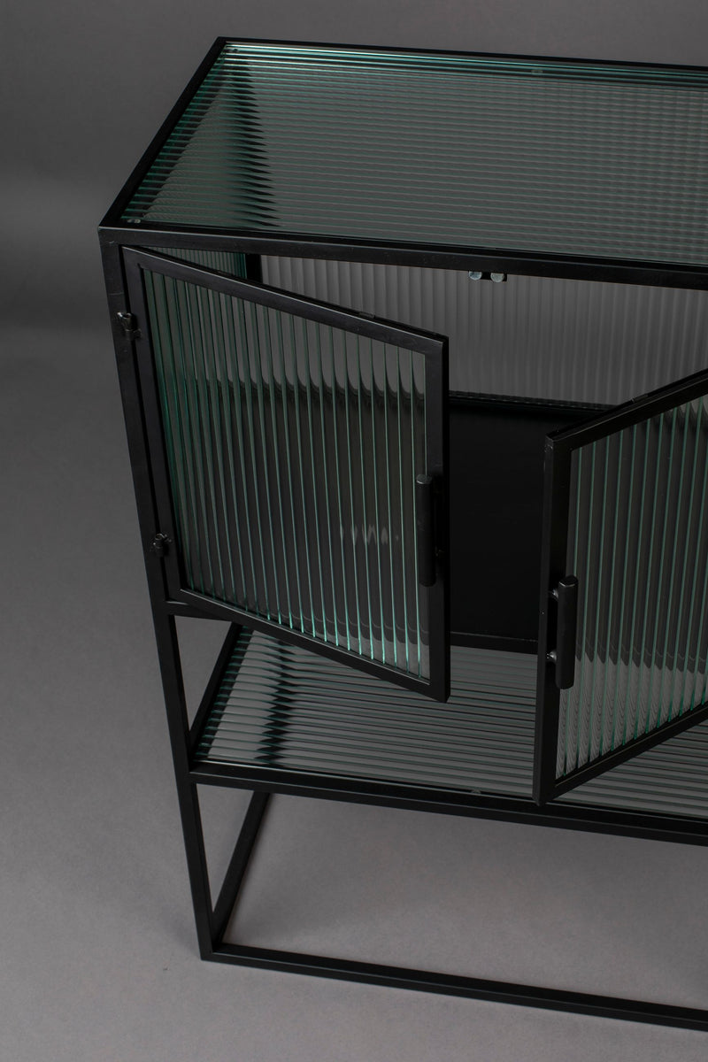 Schrank Boli Small Black aus Stahl und Glas im Vintage-Design