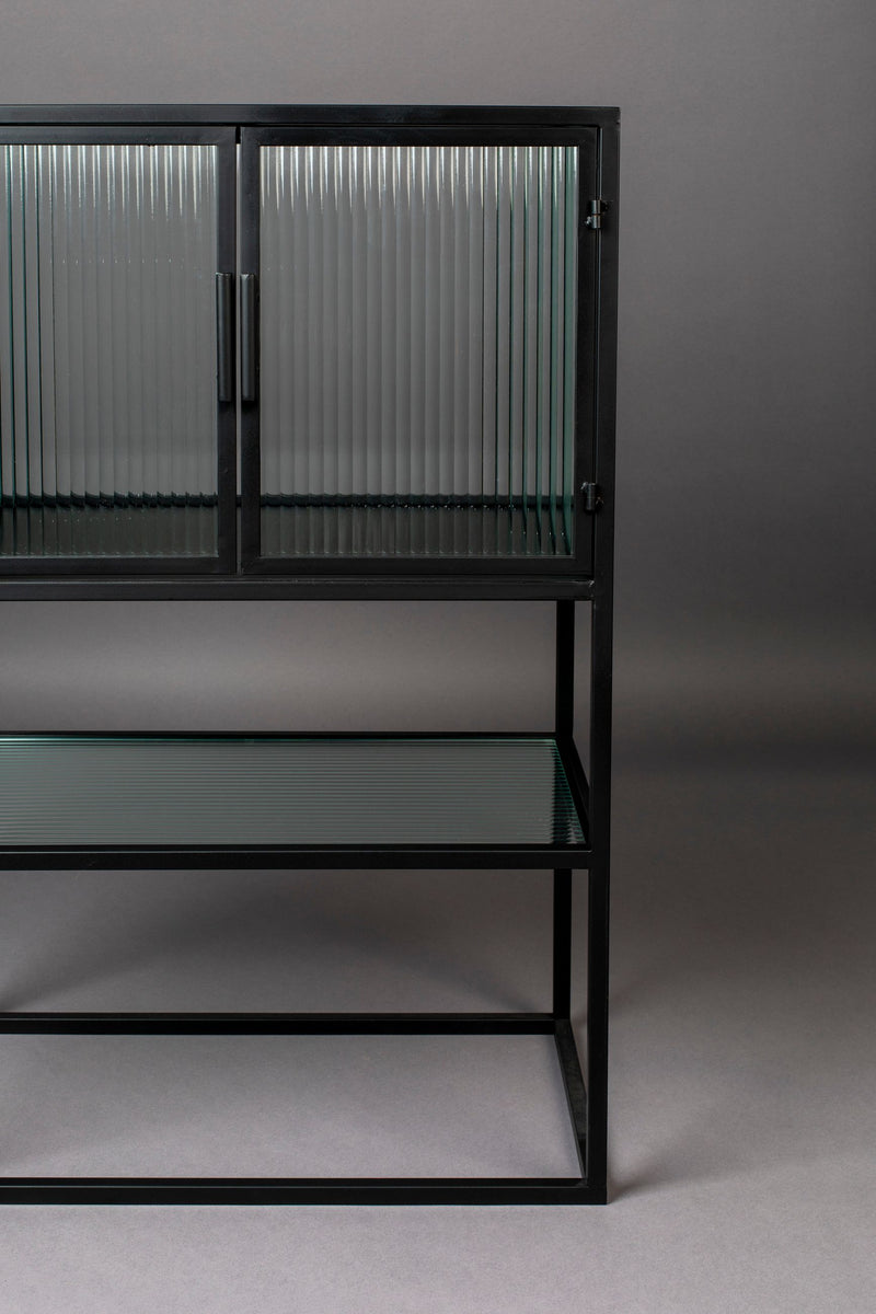 Schrank Boli Small Black aus Stahl und Glas im Vintage-Design