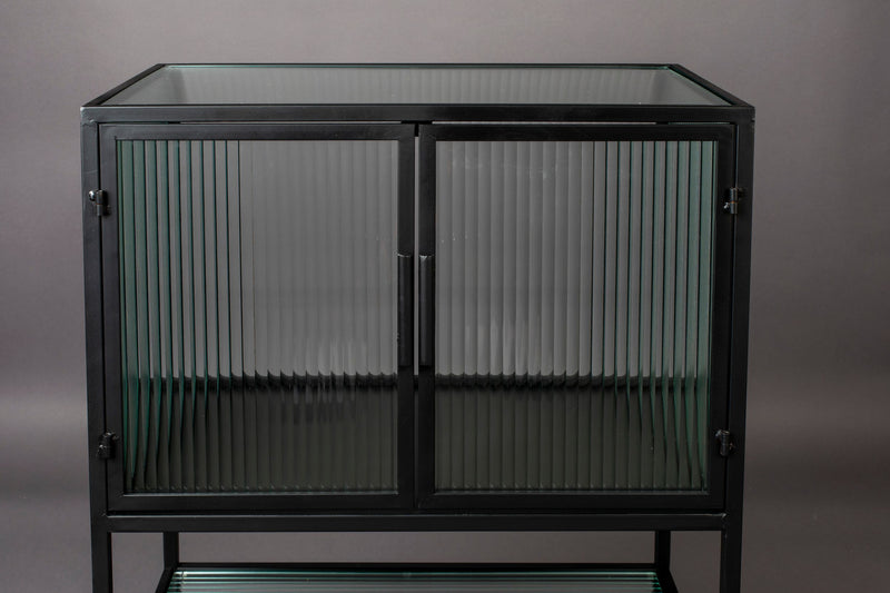 Schrank Boli Small Black aus Stahl und Glas im Vintage-Design