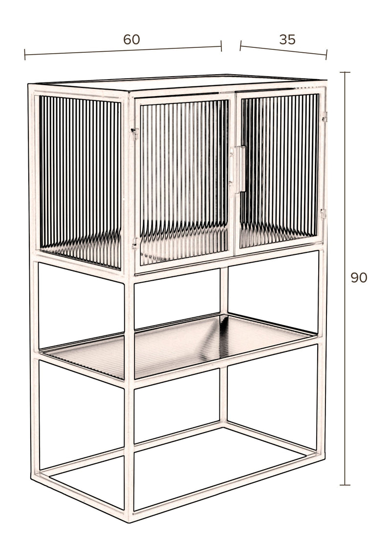 Schrank Boli Small Black aus Stahl und Glas im Vintage-Design