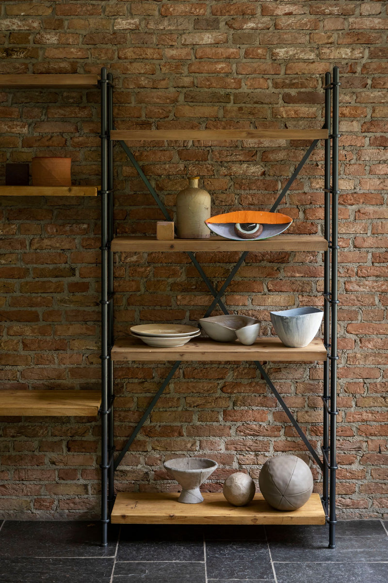 Regal Shelf Iron von Dutchbone aus Fichtenholz mit Eisengestell, Braun