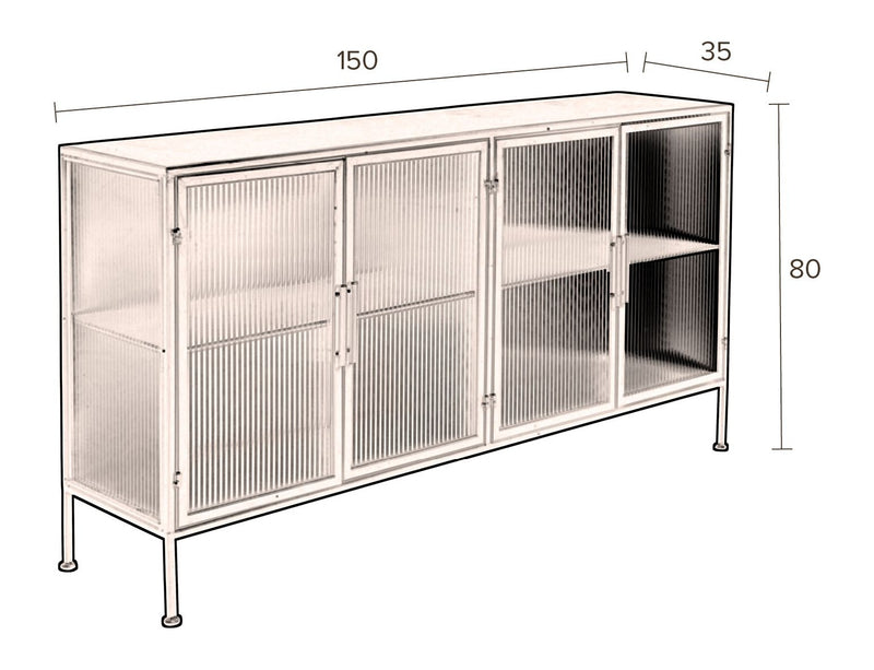 Sideboard Boli aus Glas und schwarzem Stahl von Dutchbone