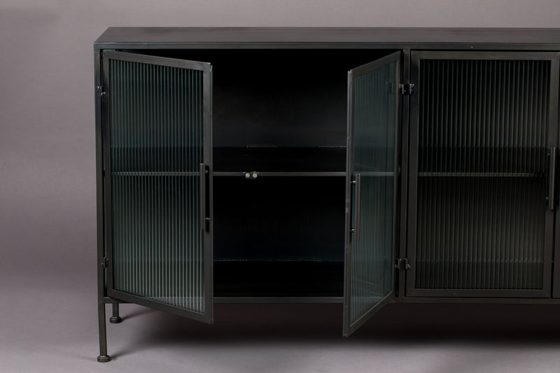 Sideboard Boli aus Glas und schwarzem Stahl von Dutchbone
