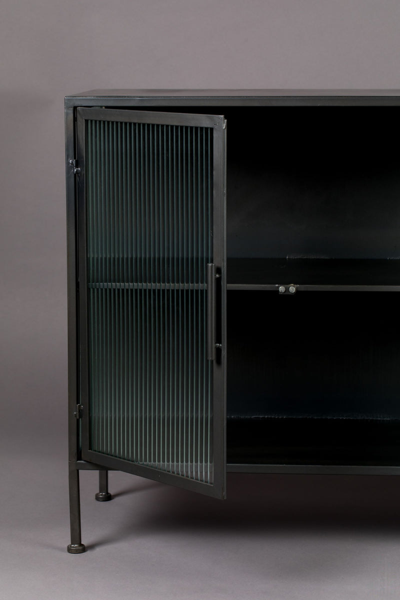 Sideboard Boli aus Glas und schwarzem Stahl von Dutchbone