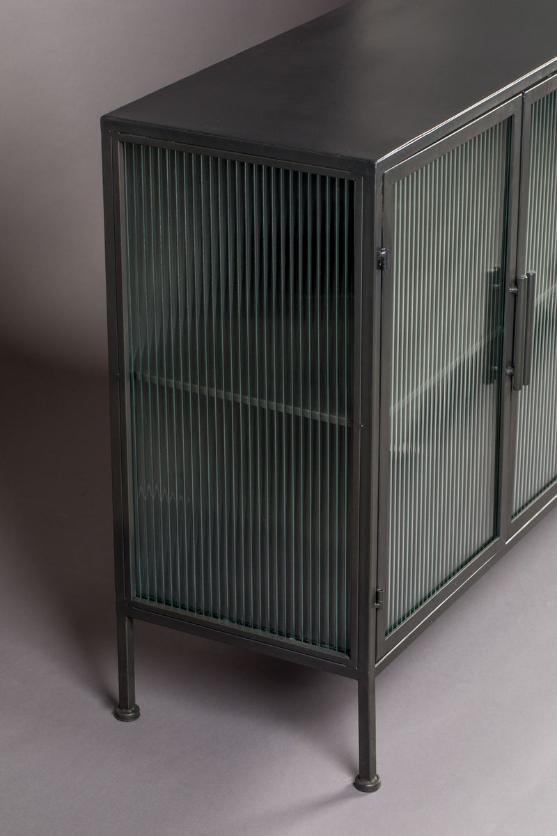 Sideboard Boli aus Glas und schwarzem Stahl von Dutchbone