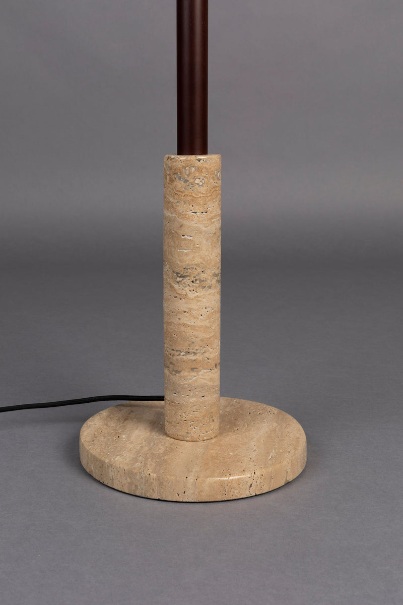 Stehlampe Jackson mit Leinenschirm und Travertin-Sockel, Dutchbone