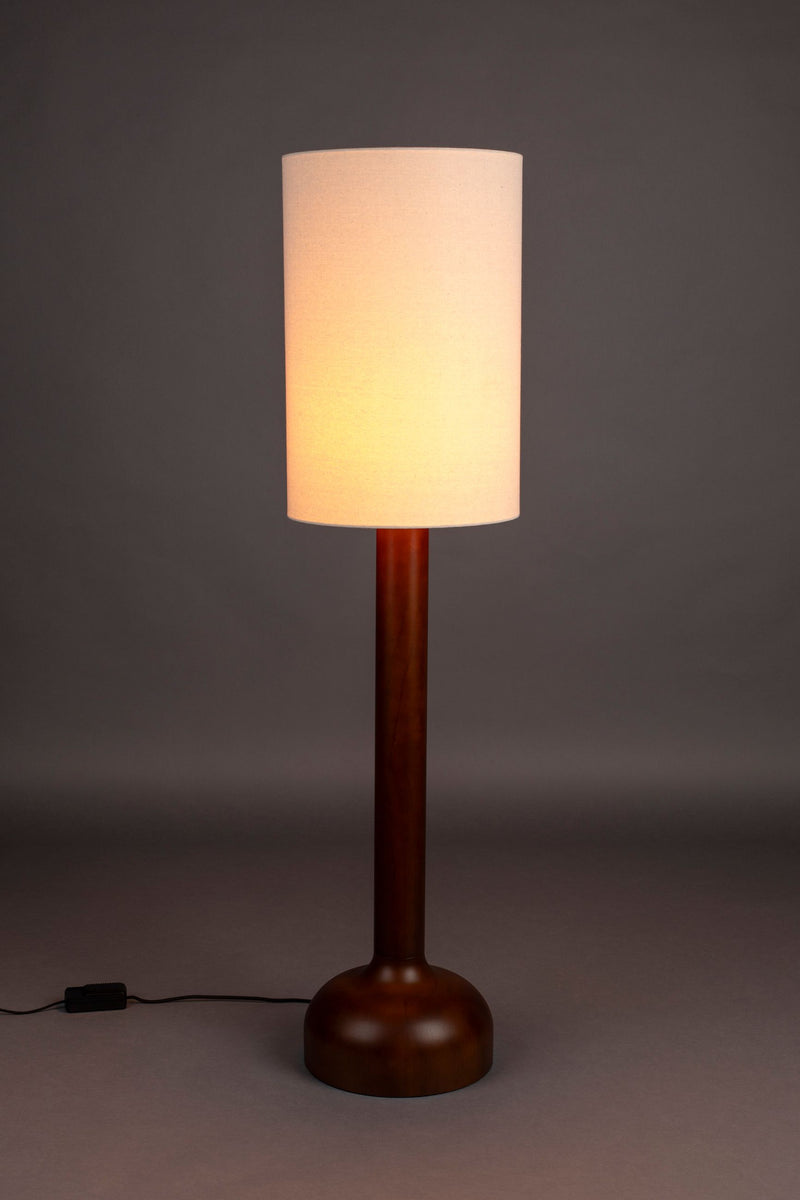 Stehlampe Jones von Dutchbone mit Gestell aus Gummibaumholz in Beige