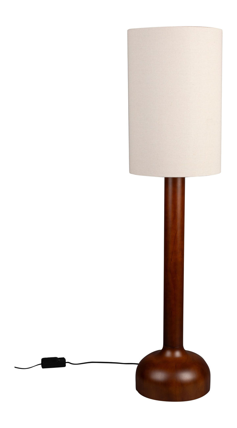 Stehlampe Jones von Dutchbone mit Gestell aus Gummibaumholz in Beige