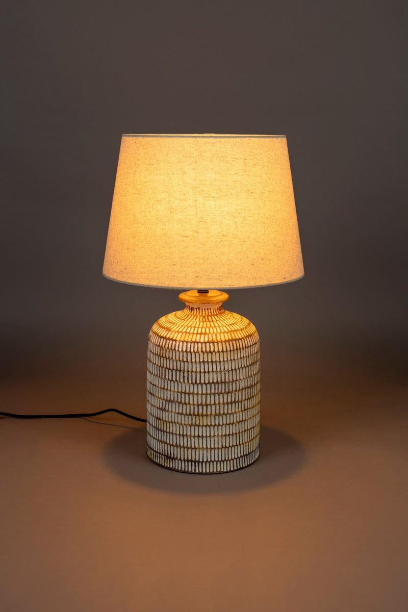 Tischlampe Russel mit handbemaltem Keramikfuß in Beige von Dutchbone