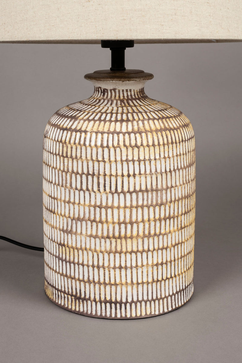 Tischlampe Russel mit handbemaltem Keramikfuß in Beige von Dutchbone