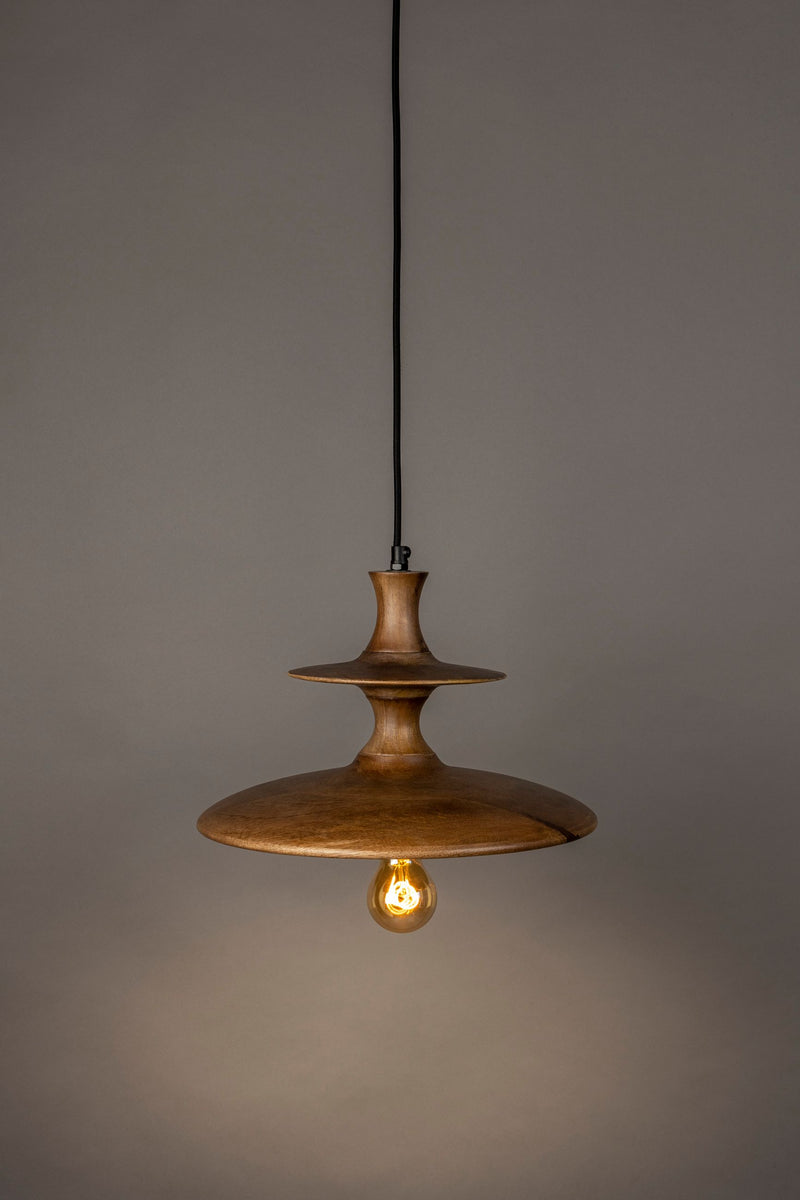 Pendelleuchte Cath S aus Mangoholz mit Walnuss-Finish im Vintage-Look