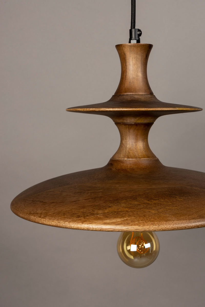 Pendelleuchte Cath S aus Mangoholz mit Walnuss-Finish im Vintage-Look