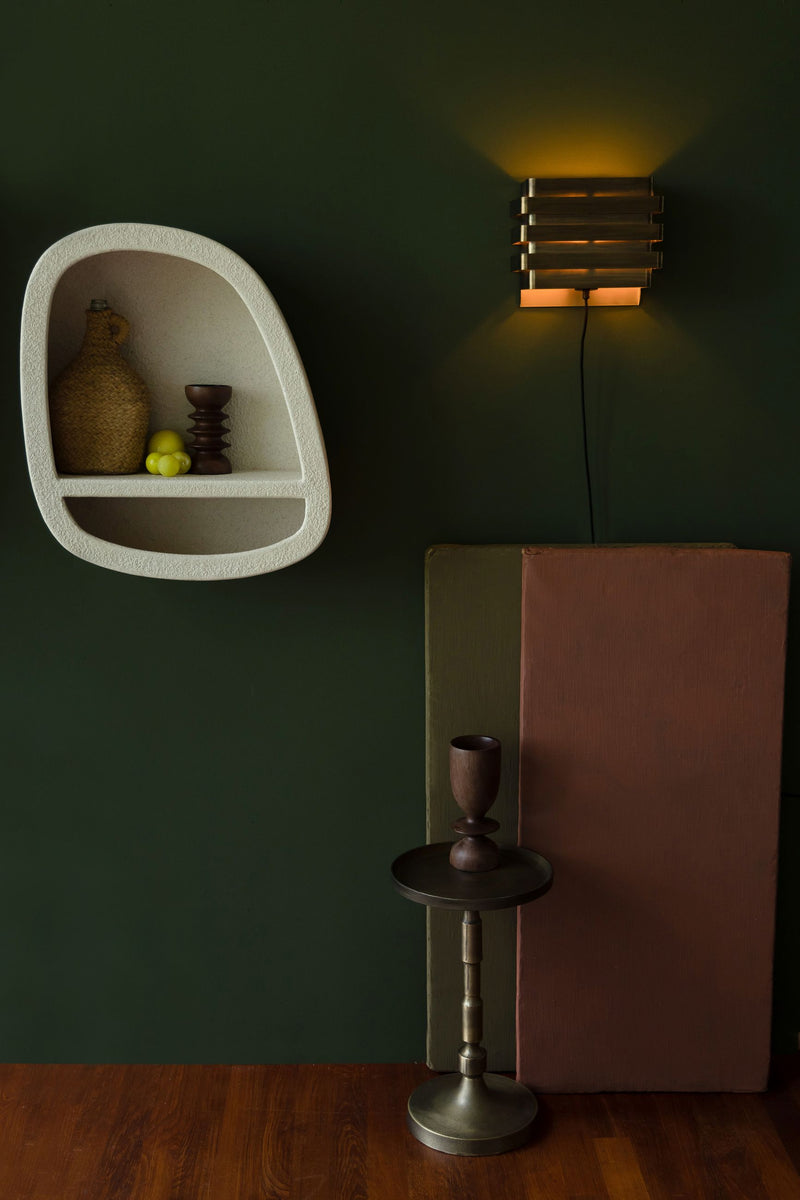 Wandregal Veda aus recyceltem Marmor, Beige – Wohnzimmer-Deko