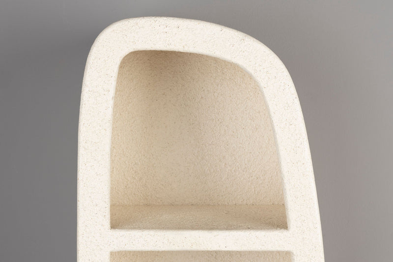 Wandregal Veda mit 3 Ablagen aus recyceltem Marmor in Beige/Natur