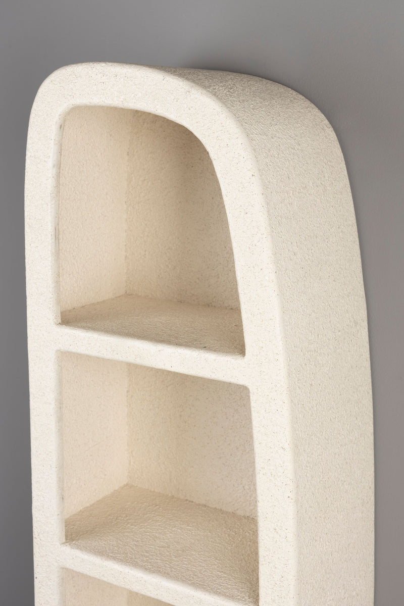 Wandregal Veda mit 3 Ablagen aus recyceltem Marmor in Beige/Natur