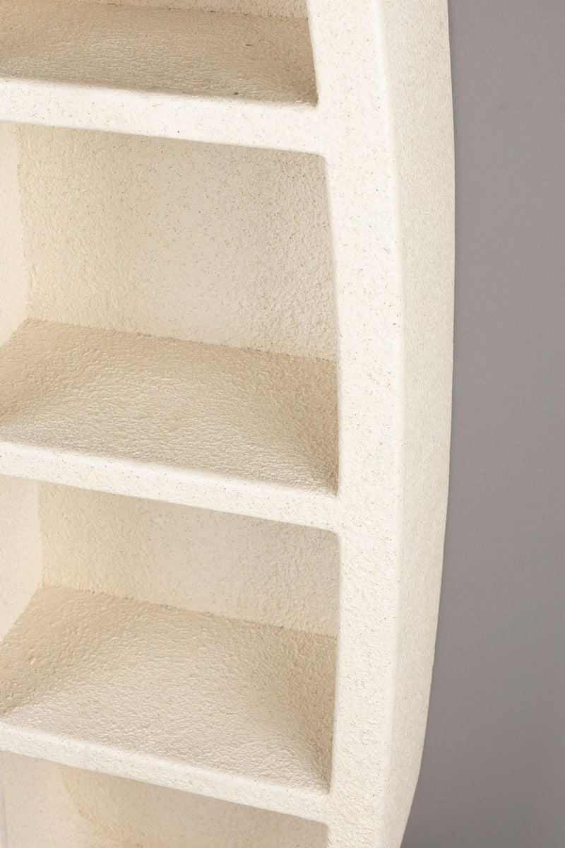 Wandregal Veda mit 3 Ablagen aus recyceltem Marmor in Beige/Natur