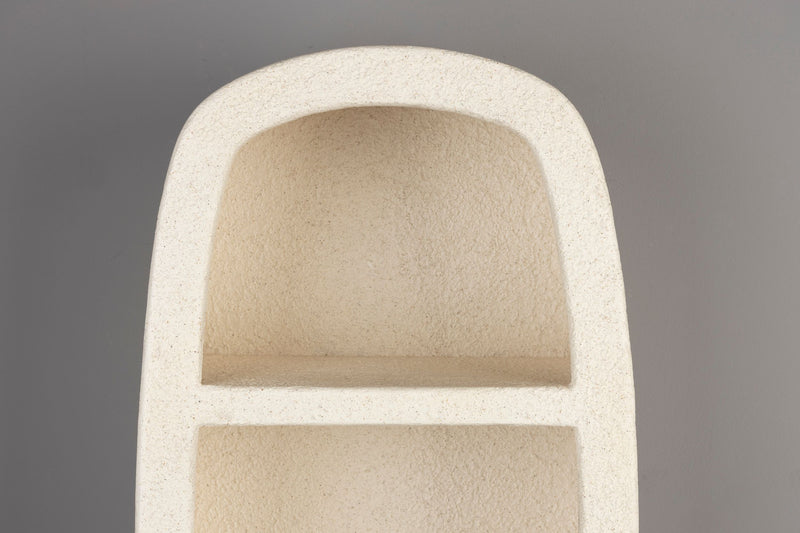 Wandregal Veda mit 2 Böden aus recyceltem Marmor, Beige, Dutchbone