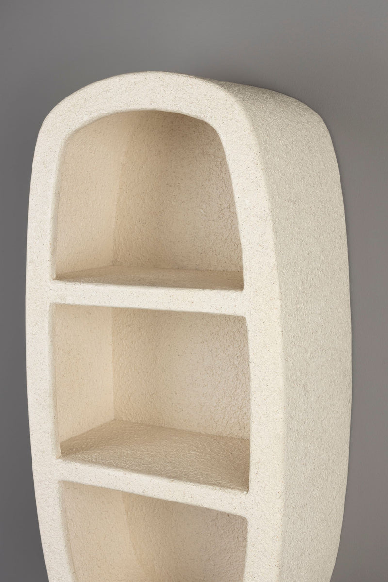 Wandregal Veda mit 2 Böden aus recyceltem Marmor, Beige, Dutchbone