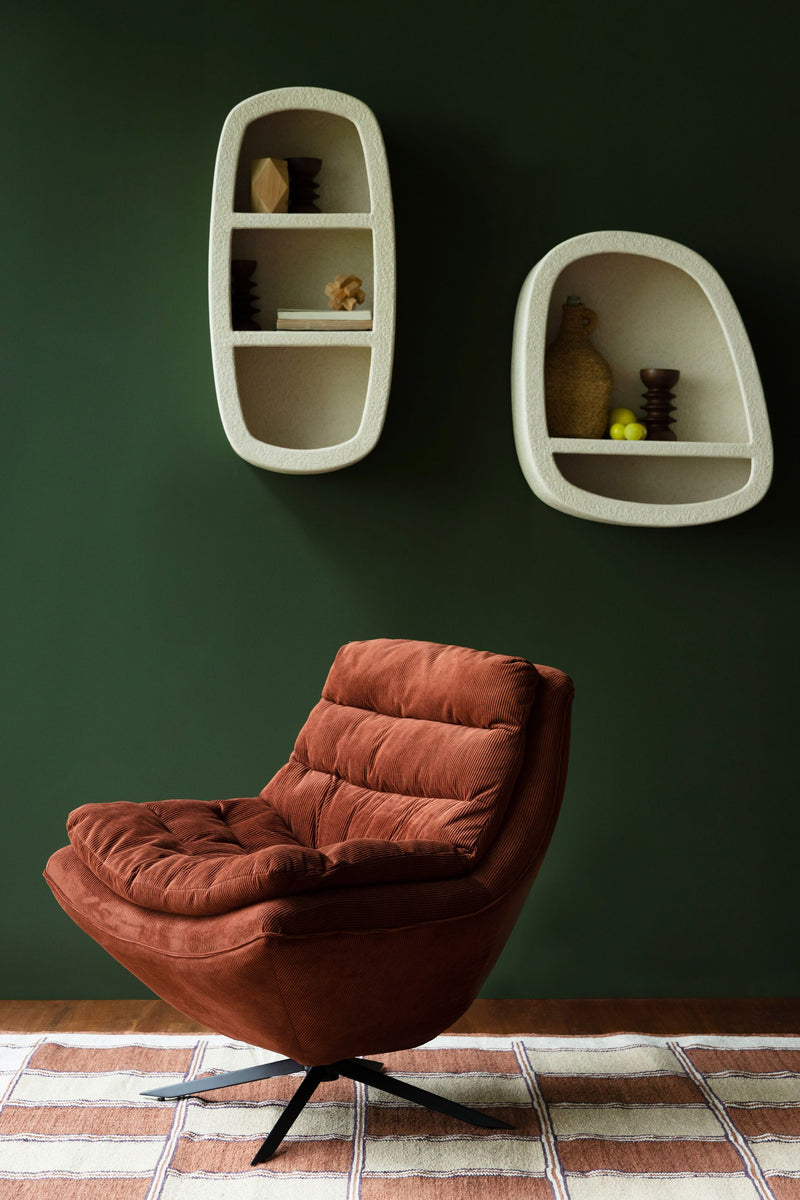 Wandregal Veda mit 2 Böden aus recyceltem Marmor, Beige, Dutchbone