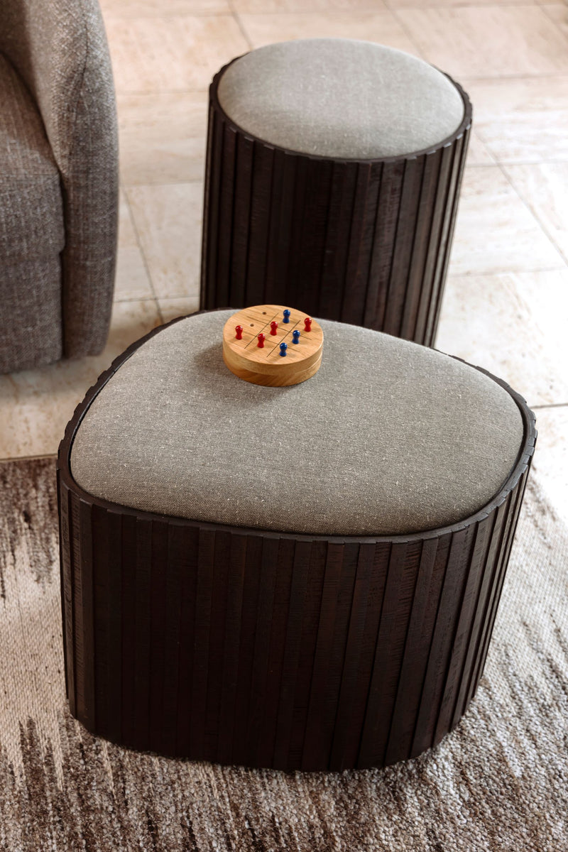 Sitzpouf Bay von Dutchbone mit Stauraum, Teakholz in Walnuss-Braun