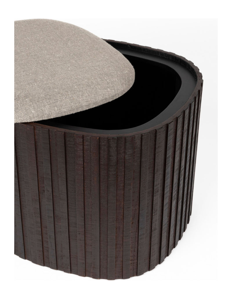 Sitzpouf Bay von Dutchbone mit Stauraum, Teakholz in Walnuss-Braun