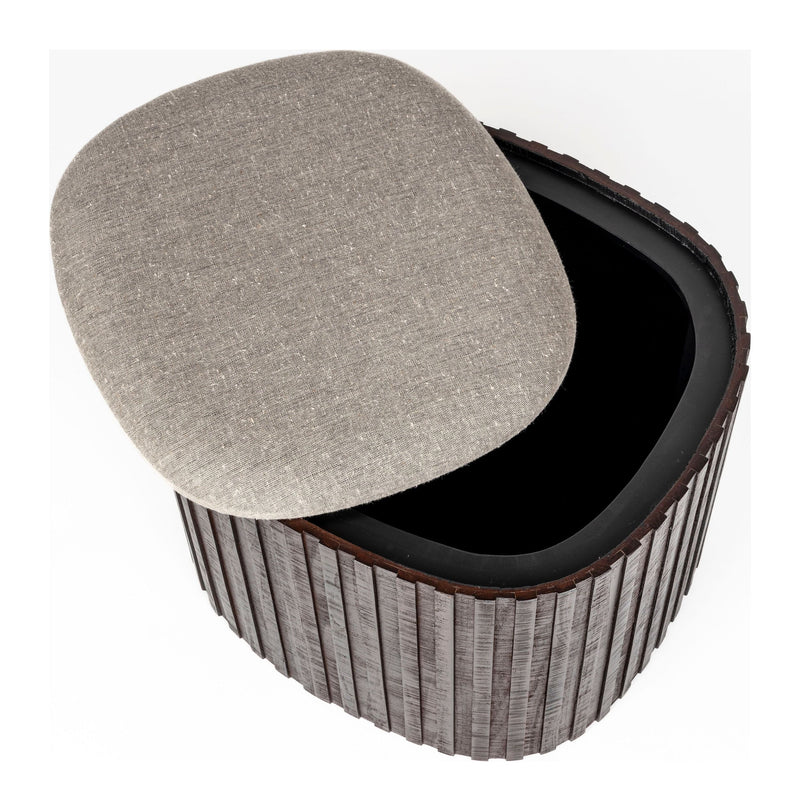 Sitzpouf Bay von Dutchbone mit Stauraum, Teakholz in Walnuss-Braun