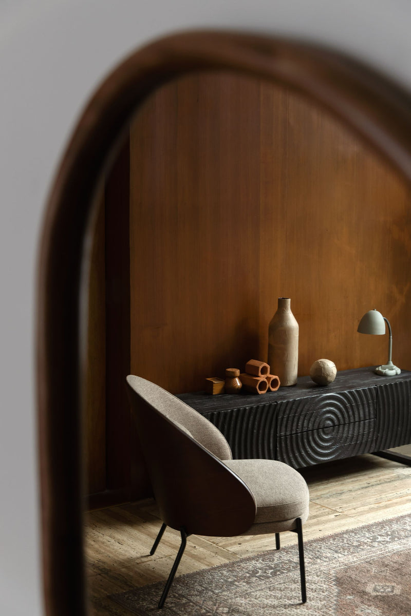 Wandspiegel Ashley Walnut aus massivem Mangoholz im Boho-Chic-Stil
