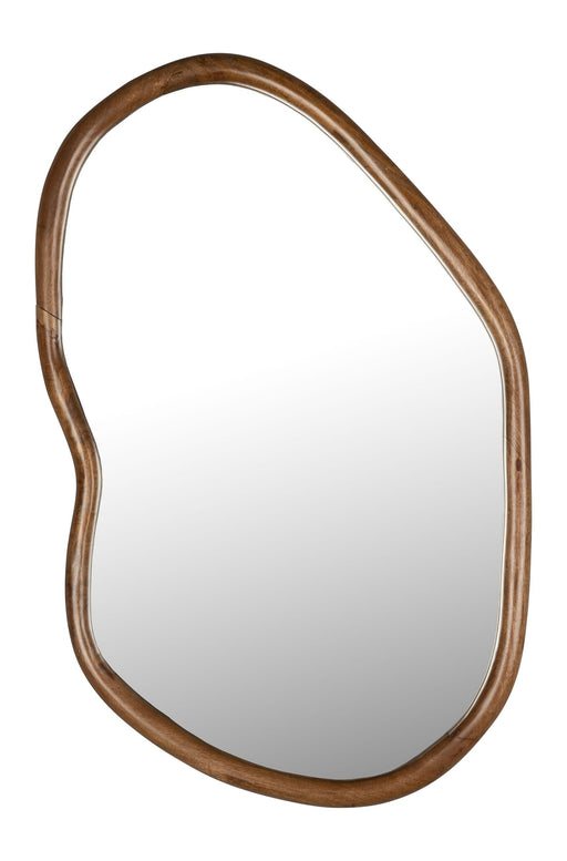 Wandspiegel Ashley Walnut mit organisch geformtem Rahmen aus Mangoholz in Braun, Gesamtansicht.