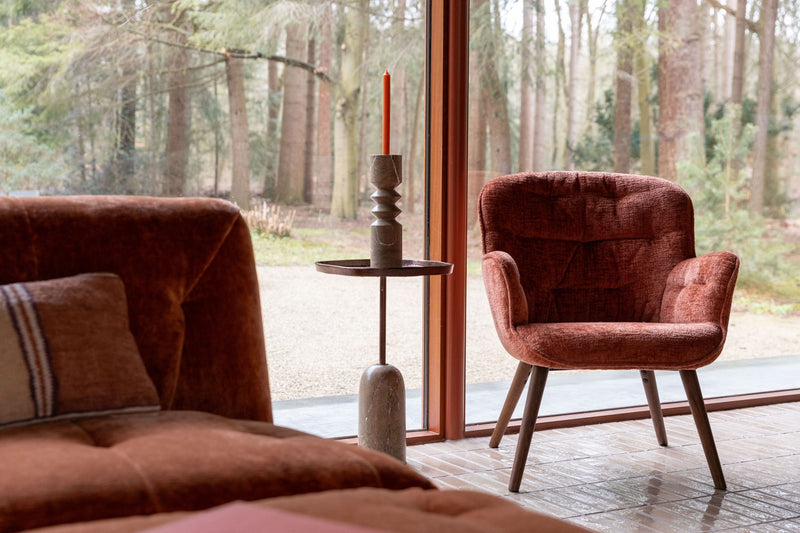 Kerzenständer Satpura Dutchbone aus braunem Marmor im Vintage-Stil