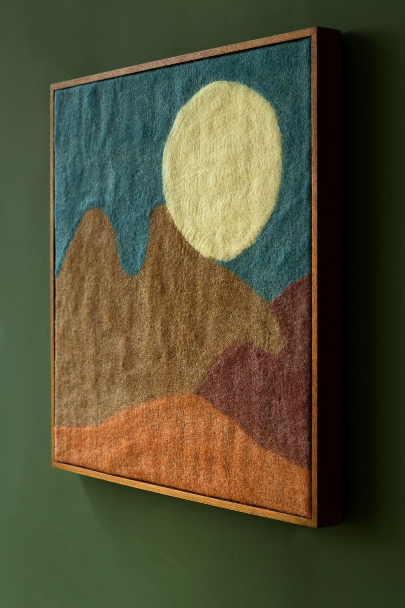 Wandbild Chandra aus Filz mit Mangoholzrahmen, Braun, Dutchbone