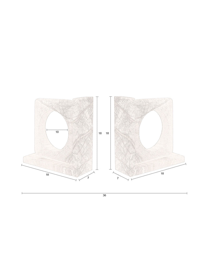 Buchstütze Satpura im 2er-Set aus braunem Marmor von Dutchbone