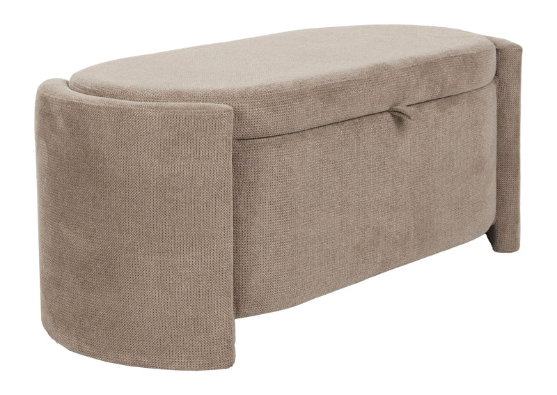 Sitzbank Miro, oval geformt in Grau mit Polyesterbezug für Wohnzimmer