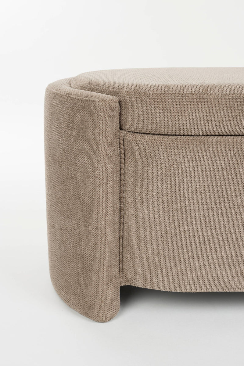 Sitzbank Miro, oval geformt in Grau mit Polyesterbezug für Wohnzimmer